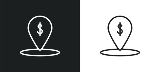 Wall Mural - map pointer outline icon in white and black colors. map pointer flat vector icon from e commerce and