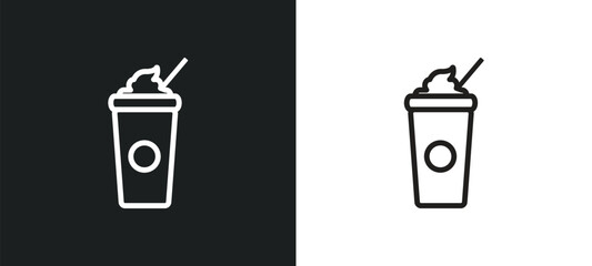 frappuccino outline icon in white and black colors. frappuccino flat vector icon from drinks collection for web, mobile apps and ui.