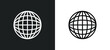 earth grid outline icon in white and black colors. earth grid flat vector icon from delivery and logistic collection for web, mobile apps and ui.