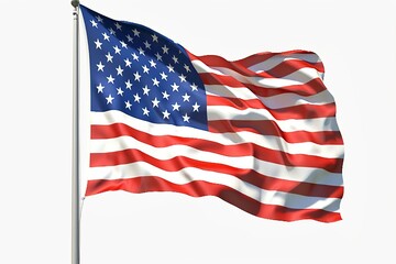 The flag of the United States of America Isolated. solid white backgroud. AI Generative