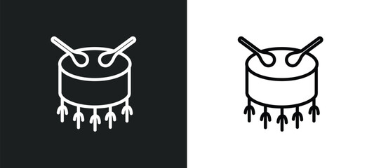 Wall Mural - native american drum outline icon in white and black colors. native american drum flat vector icon f