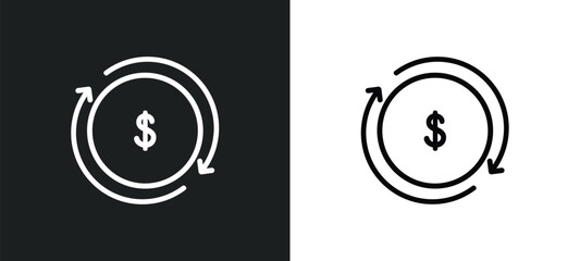 Wall Mural - dollar reload outline icon in white and black colors. dollar reload flat vector icon from economyandfinance collection for web, mobile apps and ui.