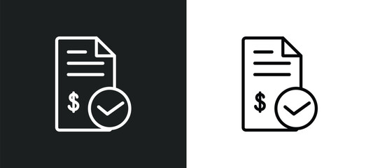 Wall Mural - invoice outline icon in white and black colors. invoice flat vector icon from economyandfinance collection for web, mobile apps and ui.