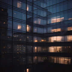 3d illustration of modern office building with reflections on glass surface.generative ai