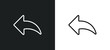 reply outline icon in white and black colors. reply flat vector icon from content collection for web, mobile apps and ui.
