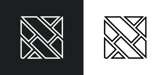 Wall Mural - parquet outline icon in white and black colors. parquet flat vector icon from construction tools col