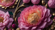 Oversized peonies and dainty cherry blossoms, Generative AI