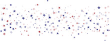 USA Flag Stars Background, Red And Blue Stars Confetti