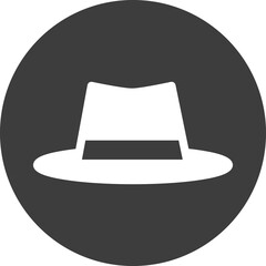 hat icon in black circle.