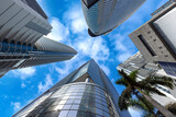 Fototapeta Miasto - Miami downtown financial skyline and business shopping center near Biscayne bay and South beach.