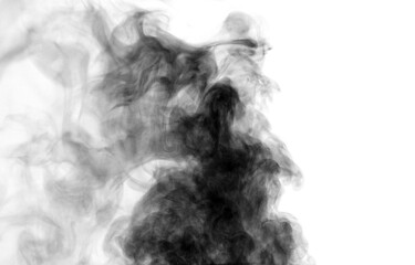 Black and white smoke, isolated on black background