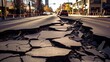 ©  Jannatul Koraise - A city street exhibits cracks and damages caused by an earthquake, as the powerful tectonic activity fractures the road surface in a residential area