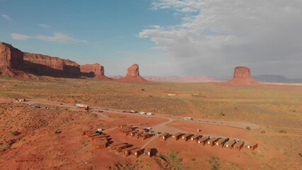 Wall Mural - Aerial panoramic view of Monument Valley National Park at summer sunset, United States