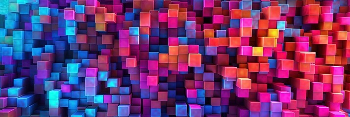 Wall Mural - Colorfull cubes as abstract 3d geometry background illustration. Generative ai