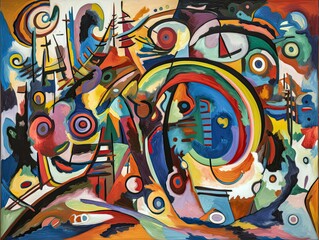 Wall Mural - AI generated vibrant and abstract painting with patterns