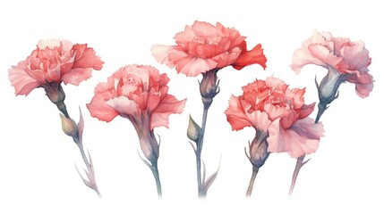 Sticker - AI generated illustration of an arrangement of pink carnations in watercolor