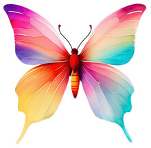Beautiful Watercolor Butterfly Illustration - Colorful - Isolated On White - Transparent Background - Generative AI