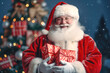© Светлана Парникова - Santa Claus smiles and distributes gifts with great joy, creating a magical atmosphere of the Christmas spirit. Generative AI
