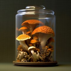 Poster - AI generated glass filled with mushrooms