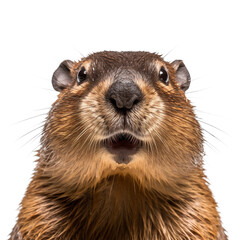 Wall Mural - Beaver face shot, isolated on a transparent background