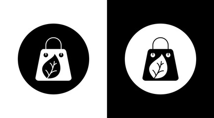 Wall Mural - eco paper bag Icon Design Black and white