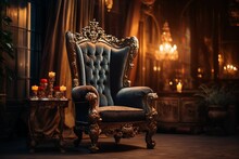 AI Generated Illustration Of An Antique Armchair In A Luxurious Living Room Interior