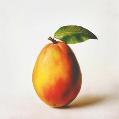 Sticker - AI-generated illustration of a vibrant, ripe mango against a white backdrop