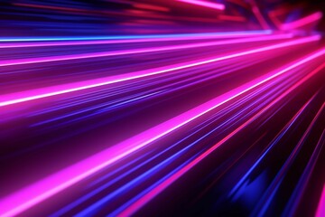 Canvas Print - AI generated illustration of abstract neon light trails on a dark background