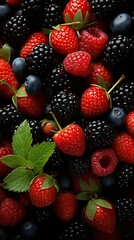 Sticker - AI generated illustration of an assortment of fresh ripe berries