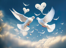 Two Doves With Heart