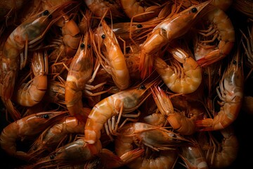 Poster - AI generated illustration of a pile of fresh prawns