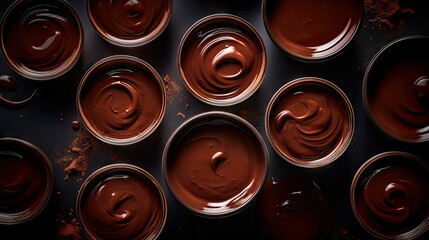 Sticker - AI generated illustration of bowls of chocolate pudding