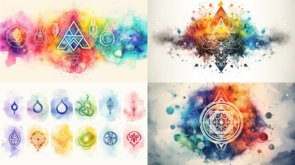 Poster - set of watercolor banners