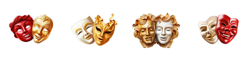 Wall Mural - Theatre Masks clipart collection, vector, icons isolated on transparent background