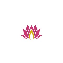 Poster - Candle and lotus symbol icon logo design template isolated on white background