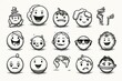 © Phanida - Planet of Emotions: Hand-Drawn, Textured and Stencil-Based Globe Doodles Evolve into a Playful Set of Emoticons, Uniting the World in Expressions, Generative AI