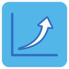Wall Mural - forecast graph flat icon in blue square.