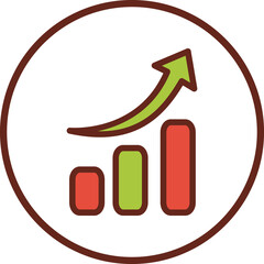 Wall Mural - increase graph flat icon in circle.