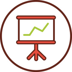 Wall Mural - growth finance graph flat icon in circle.