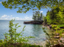 Rocky Coastline Of Lake Superior In Big Bay State Park In La Pointe On Madeline Island In The Apostle Islands National Lakeshore In Wisconsin USA