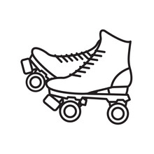 Simple Quad Skate Icon Line, Roller Skate Icon. Simple Outline Roller Skate Vector Icon. On White Background. Rollerskates Icon Isolated Sign Symbol Vector Illustration,