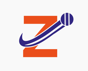 Initial Letter Z Cricket Logo Concept With Moving Ball Icon For Cricket Club Symbol. Cricketer Sign