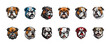 © Creative optiplex - Set of Bulldog Mascot design, Bulldog Logo Collection Vector illustration, Bulldog Logo design for T shirt print placement, Vector Pack of Bulldog Cutout   Illustration