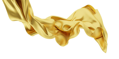 a dynamic 3d render showcasing golden silk fabric, beautifully drifting with the breeze.. waving sat