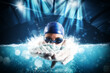 © alphaspirit - Sporty woman athlete swims with energy during a competition in the pool