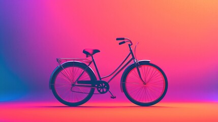 Canvas Print -  a bicycle is shown against a pink and blue background with a pink and purple background.  generative ai