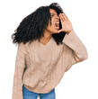 © Krakenimages.com - Young african american girl wearing casual clothes shouting and screaming loud to side with hand on mouth. communication concept.
