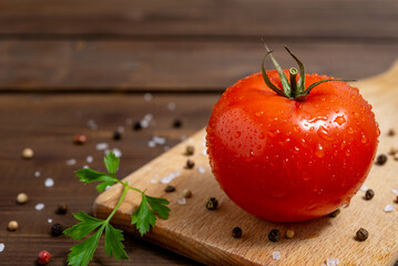 Wall Mural - Red tomatoes on cutting board