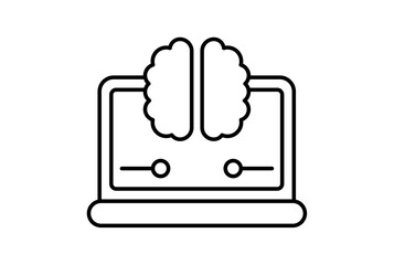 Machine learning line icon website symbol artificial intelligence black sign for app or web