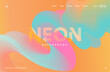 Neon Holographic fluid wave gradient landing page. Cyan modern flow bland shape background design for cover, poster, flyer, presentation, advertising, banner